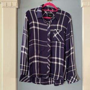 Rails Navy and White Plaid Button-Down Shirt